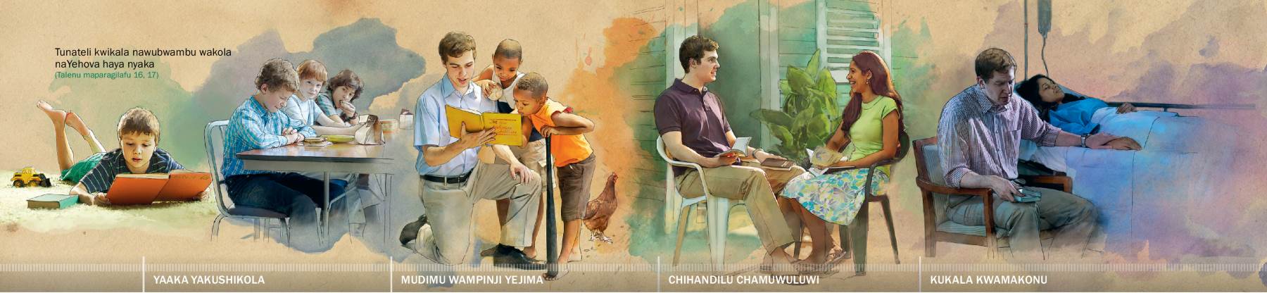 Kansi weyala nakukwata nawubwambu wawuwahi naYehova: 1. Hayaaka yejima yahashikola; 2. Kuhitala mukukalakala mudimu wampinji yejima; 3. Muchihandilu chindi chamuwuluwi; 4. Hampinji yinakumonayi kukala kwamakonu