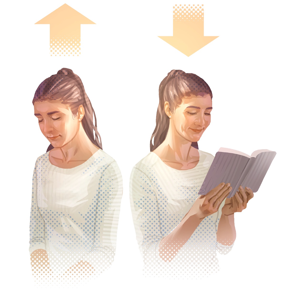Milem: 1. Nu pakhat a ṭawngṭai. A lu chunga thla fangin chung lam a kâwk. 2. Nu pakhatin Bible a chhiar. A lu chunga thal fangin hnuai lam a kâwk.