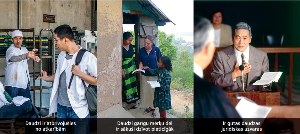 1. Vīrietis atsakās no cigaretes. 2. Kristiete sludina ārzemēs. 3. Kristietis tiesas zālē