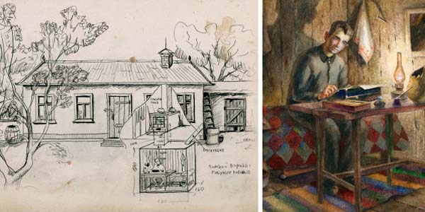 Skices ar slepeno pazemes bunkuru, kurā Nikolajs izgatavoja literatūru