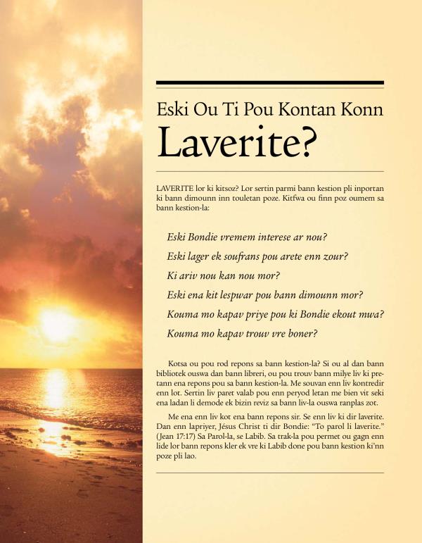 Cover of the tract Would You Like to Know the Truth?