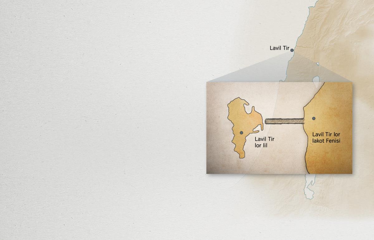 Enn map ki montre lavil Tir lor lakot Fenisi ek lavil Tir lor lil