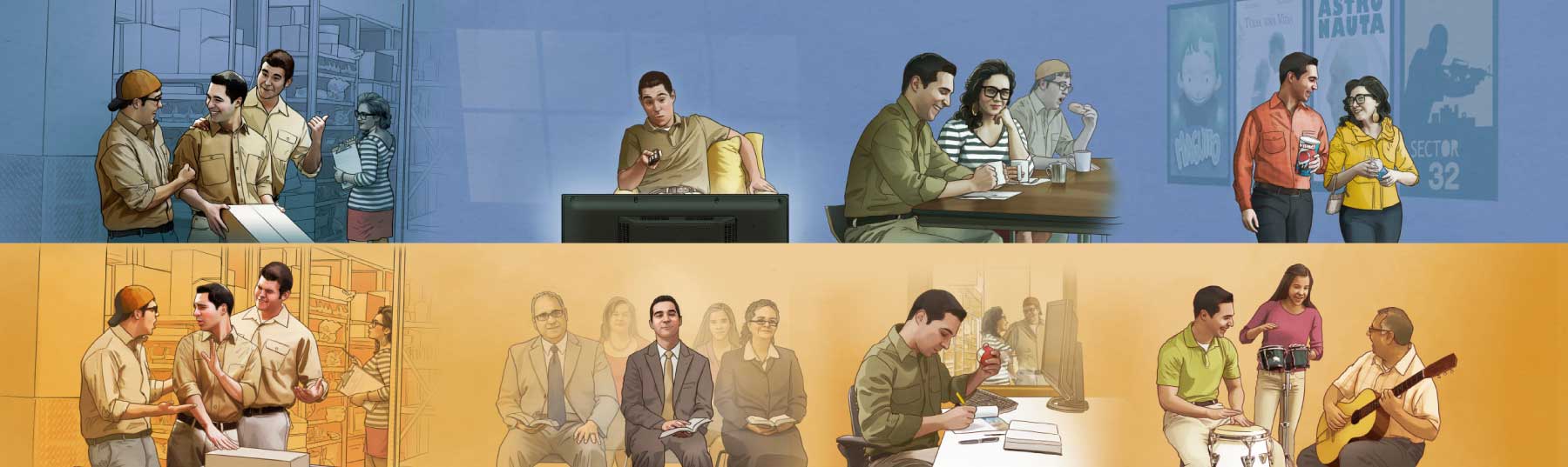 1. A man giving in to Satan’s schemes; 2. A man resisting Satan’s schemes