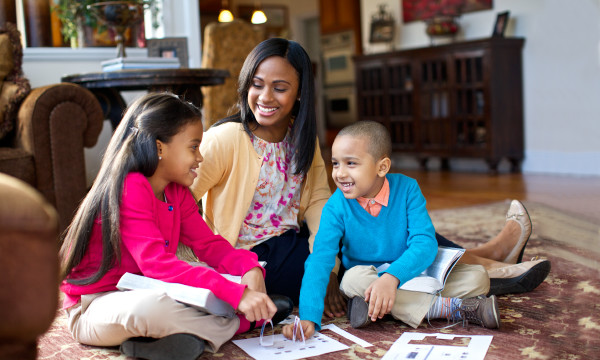 A mother spends time with her children