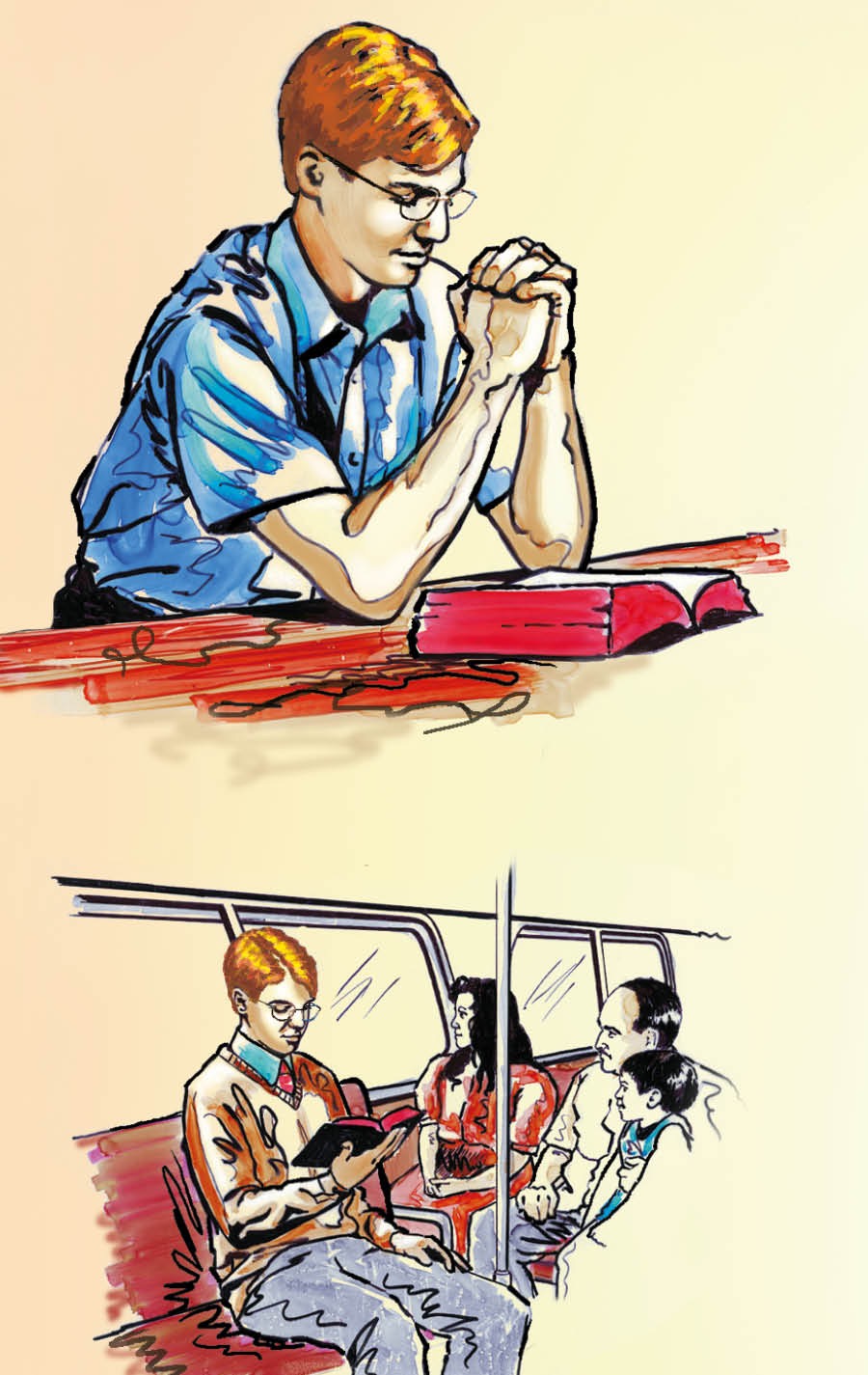 Lehilahy anankiray mivavaka, ary mamaky Baiboly