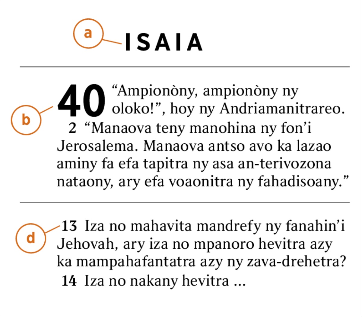 Andinin-teny ahitana a) ny anaran’ilay boky, b) ny toko, ary d) ny andininy