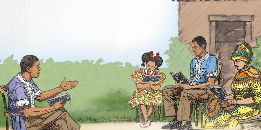 Wanfala famili readim Bible tugeta