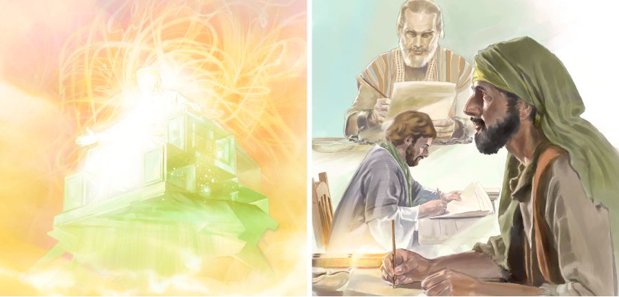 From his heavenly throne, Jehovah inspires men to write the Bible