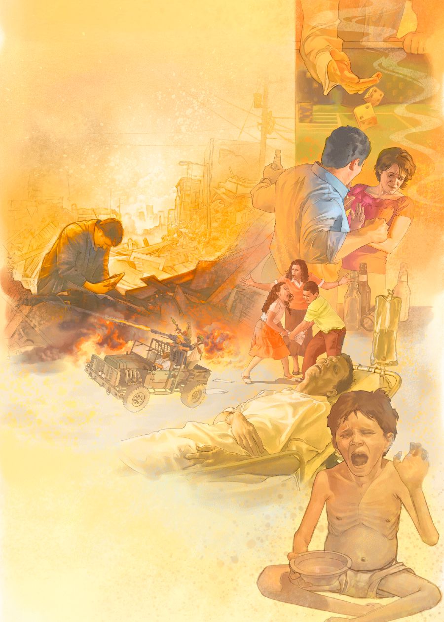 शेवटच्या काळातल्या वाईट गोष्टी—जुगार, युद्ध, रोगराई, अन्‍नटंचाई, आईवडिलांचं न ऐकणारी मुलं आणि कुटुंबात अशांती