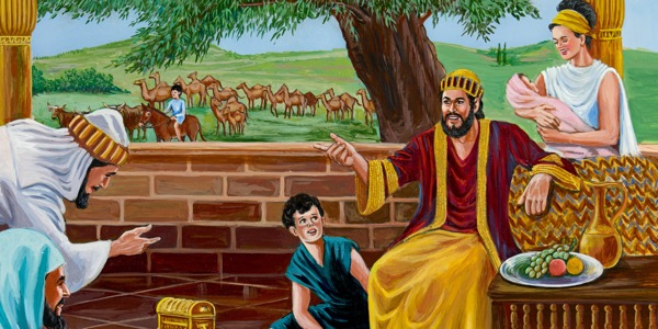 आजारातून बरा झालेला ईयोब आपली बायको, मुलं आणि मित्रांसोबत आहे