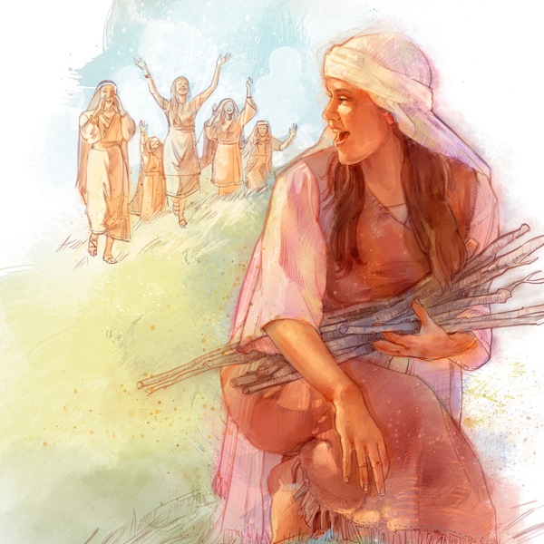 इफ्ताहाची मुलगी निवासमंडपासाठी लाकडं गोळा करते; तिच्या मैत्रिणी तिला भेटायला येतात