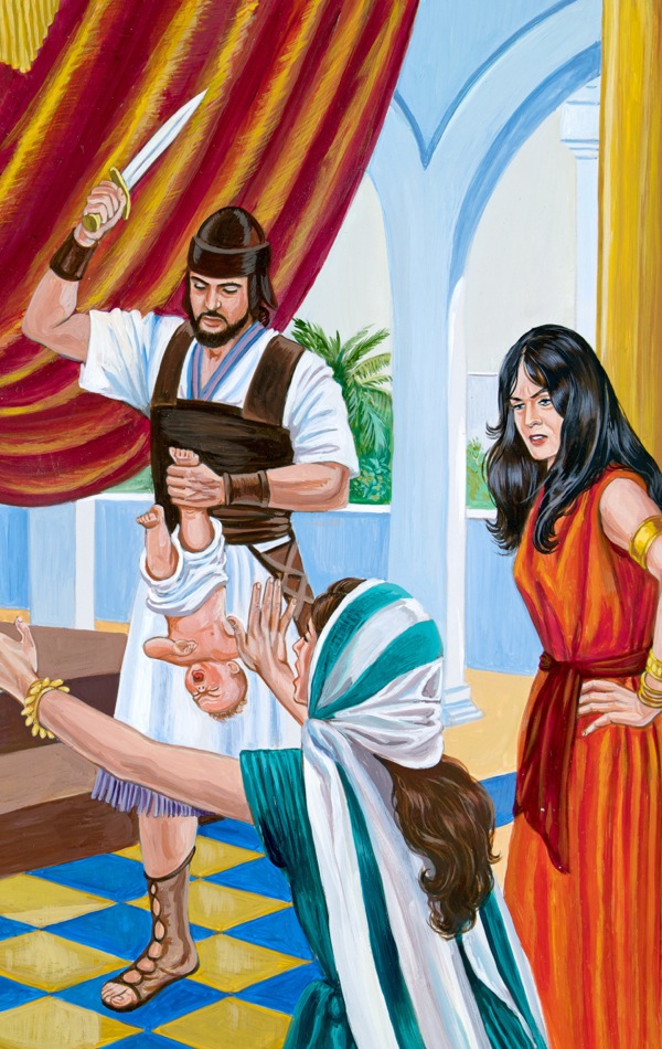 U̱vi̱ ná ñaʼá ndítaná xíʼin iin ta̱ káchiñu nu̱ú ta̱ Salomón, ta níʼira iin ña̱ loʼo xíʼin iin espada