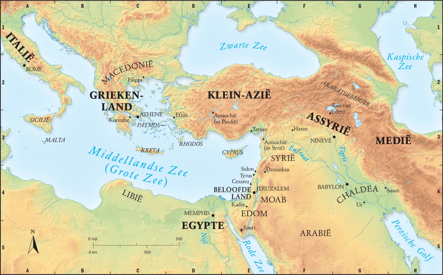 Bijbelse landen en belangrijke steden