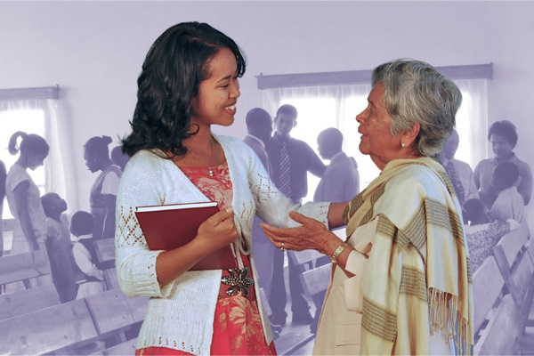 Jehovah’s Getuigen die met elkaar omgaan