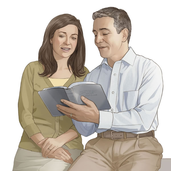 Een echtpaar leest samen de Bijbel