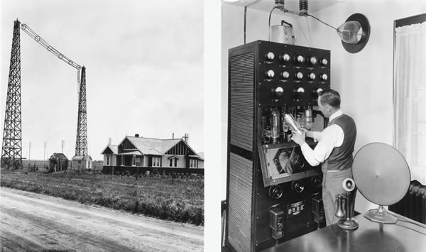 1. Een radiostation in Edmonton (Alberta); 2. Een man die aan een zender werkt