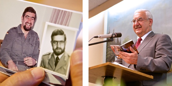 Jürgen als officier in het Duitse leger; Jürgen is nu ouderling in de gemeente