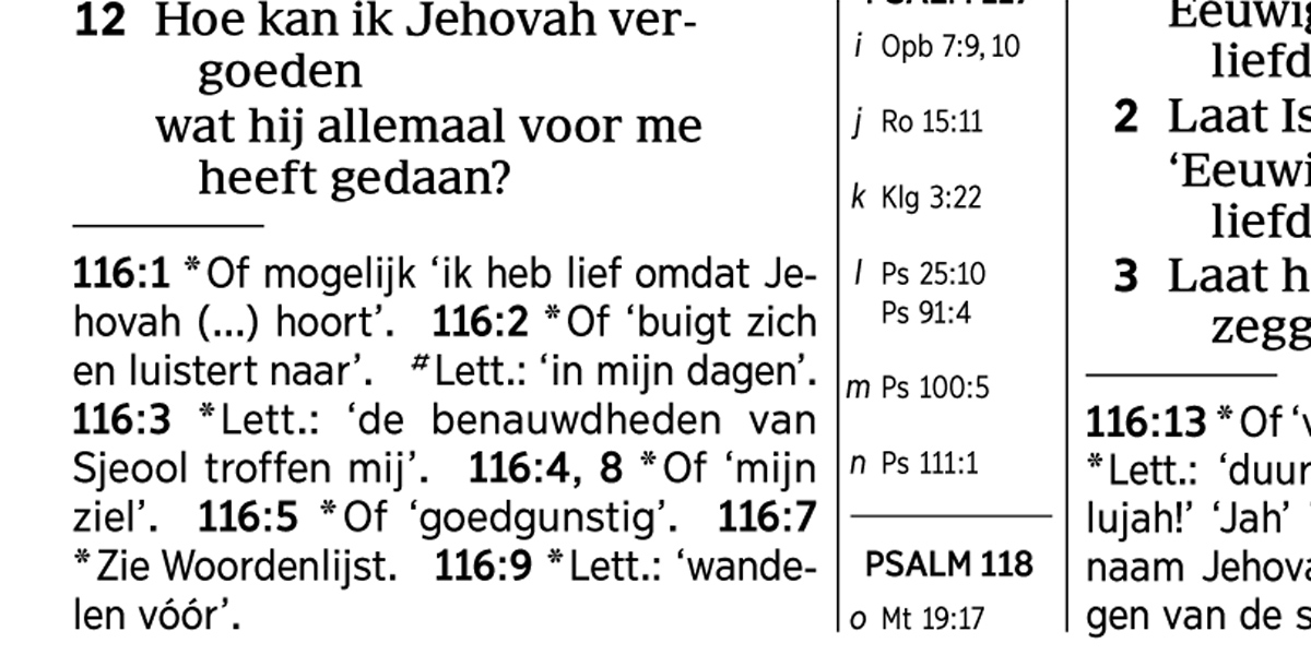 Een voorbeeld van voetnoten die in de herziene vertaling voorkomen