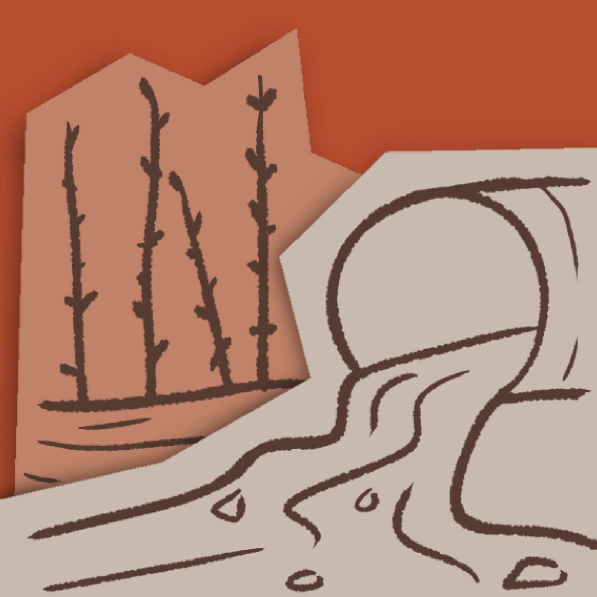 Een pictogram van een pijpleiding waar olie uit stroomt.