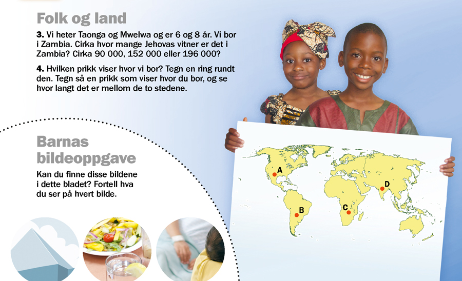 1. Barn fra Zambia; 2. Barnas bildeoppgave
