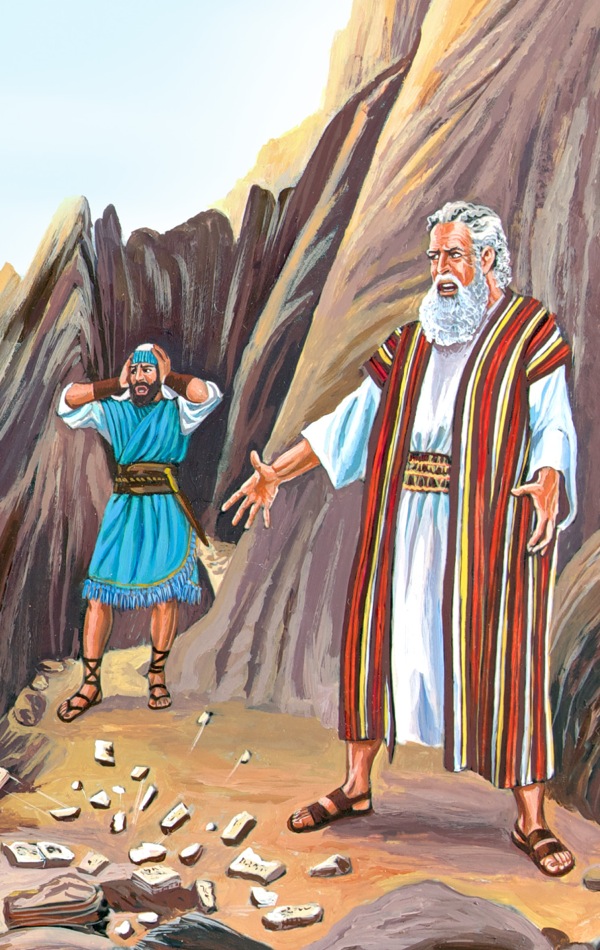 Moses knuser steintavlene med de ti bud