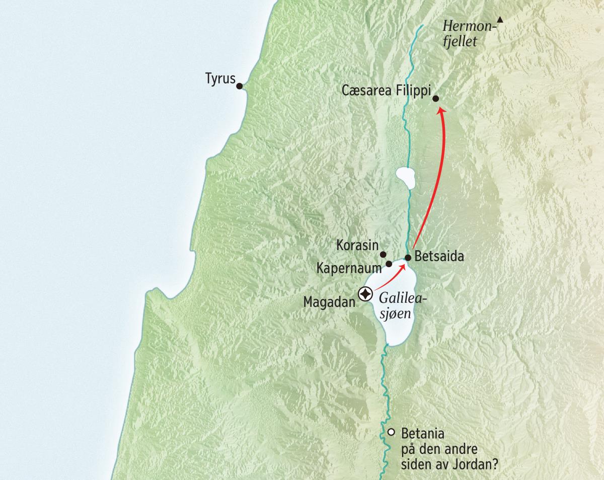 Fra Galilea-sjøen til området ved Cæsarea Filippi