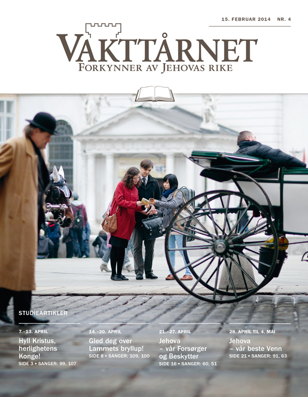 Jehovas vitner forkynner på et offentlig sted