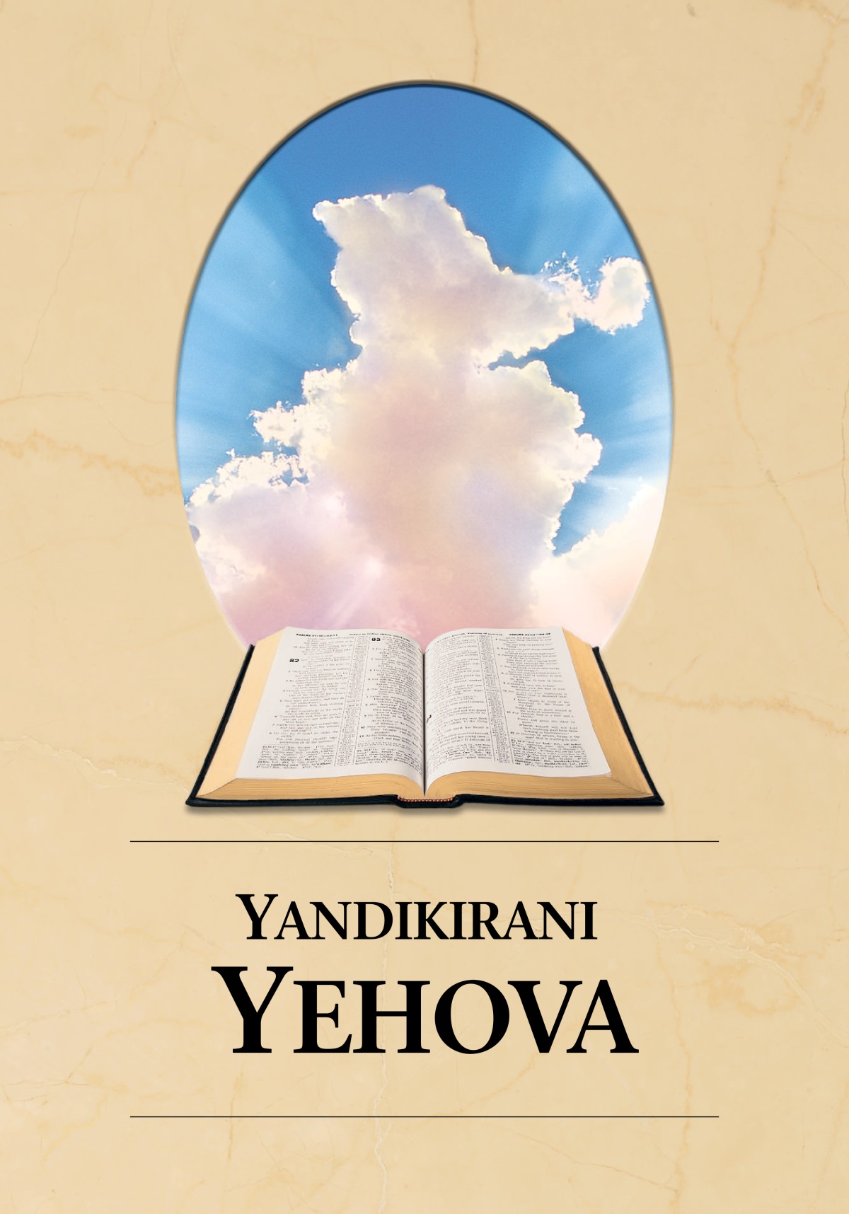 Buku lakuti “Yandikirani Yehova.” Baibulo lotsegula komanso dzuwa likuwala kuchokera m’mitambo.