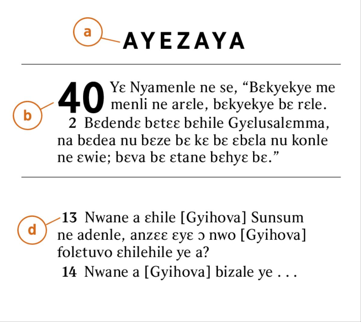Baebolo edwɛkɛ foa bie mɔɔ kile kɛzi yɛbanwu a) Baebolo buluku, b) tile, nee d) ngyɛnu la