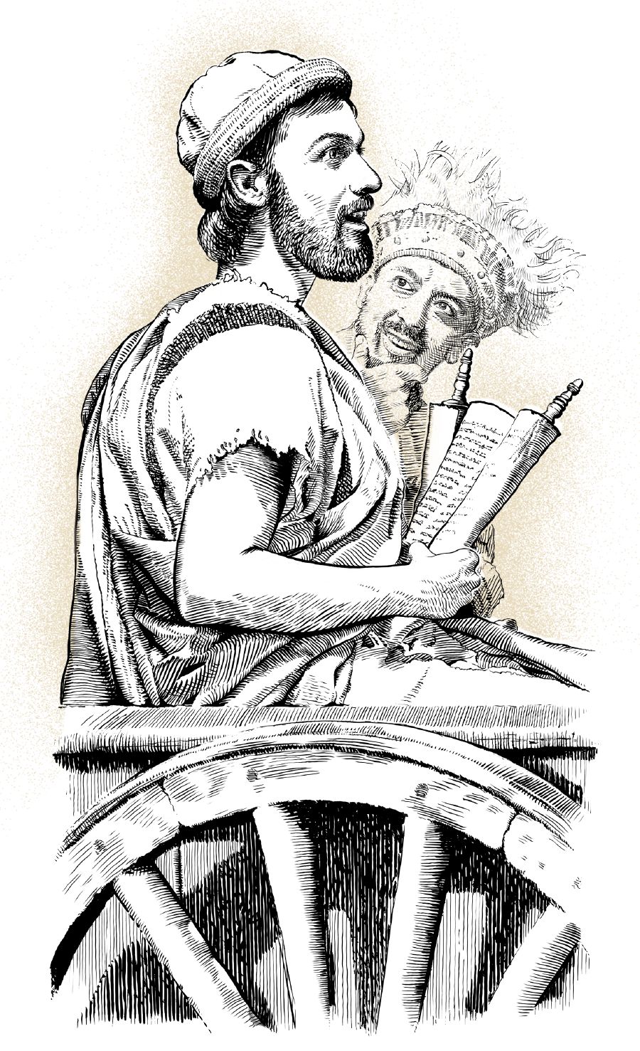 Philip sidaon lo chariot witim datfala Ethiopian eunuch.