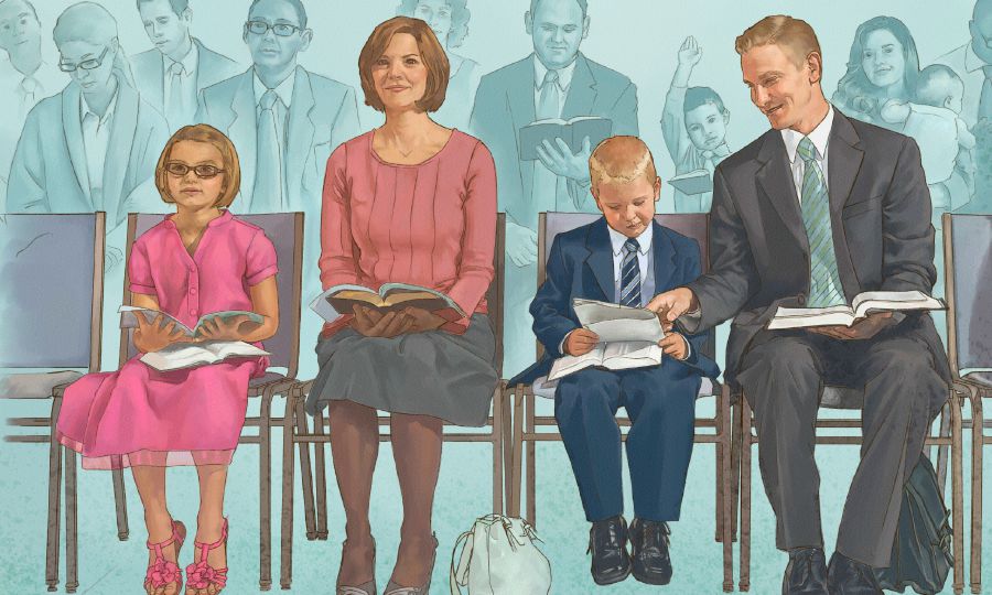 Dadi helpem son for lisin gud long Christian meeting