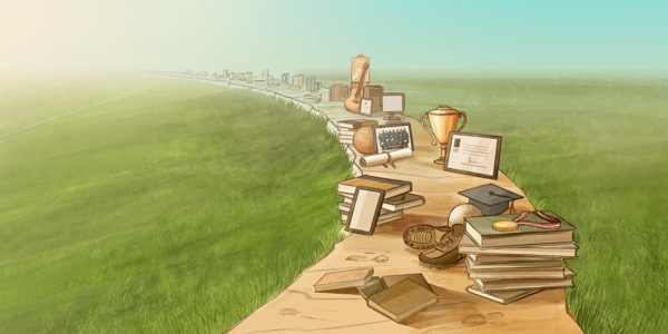 A path cluttered with many obstacles