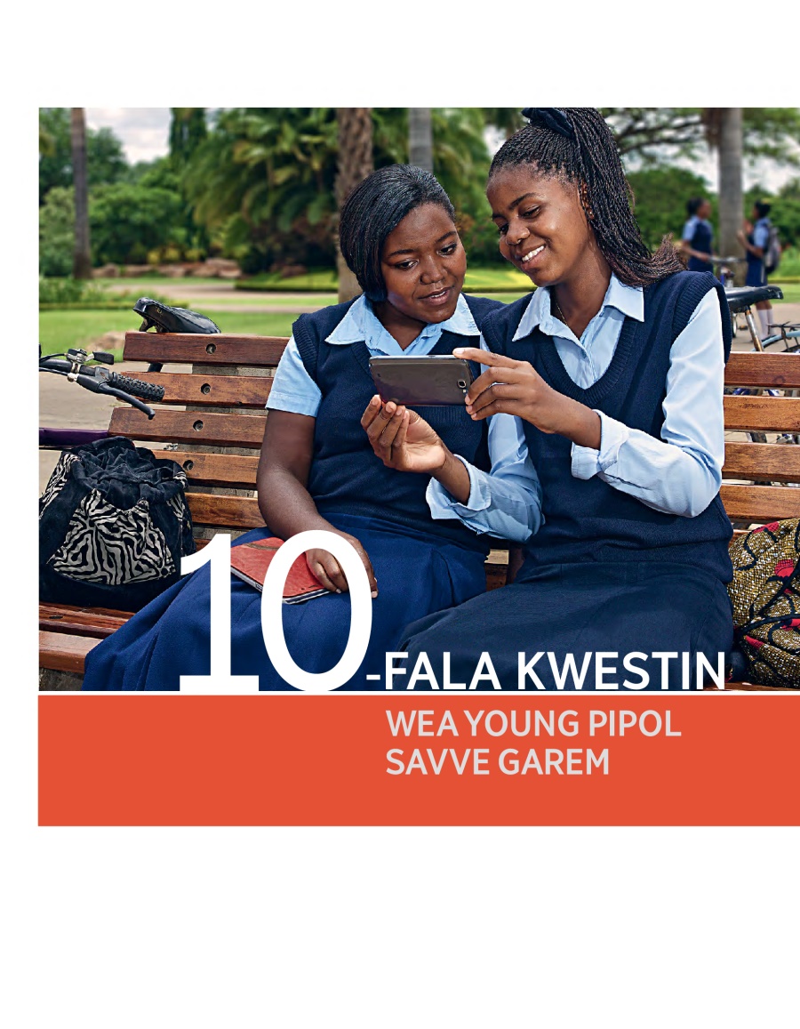 Kava bilong brochure 10-fala Kwestin wea Young Pipol Savve Garem