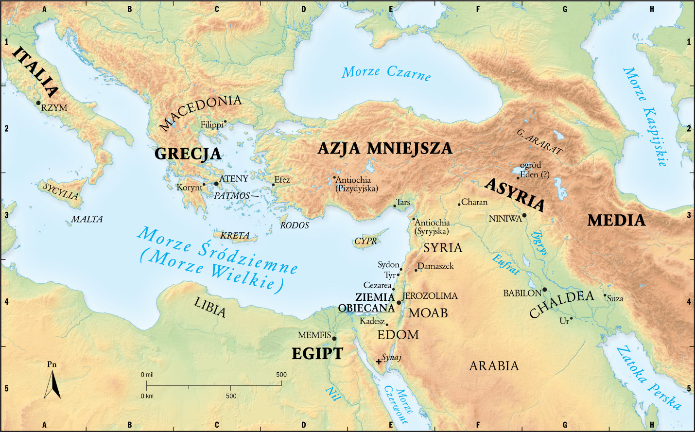 Kraje biblijne i główne miasta