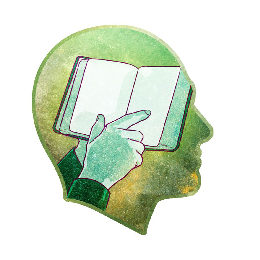 Mężczyzna rozmyśla o fragmencie Biblii