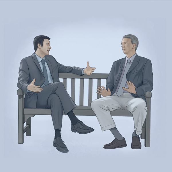 Dois homens conversam sobre um desentendimento que tiveram