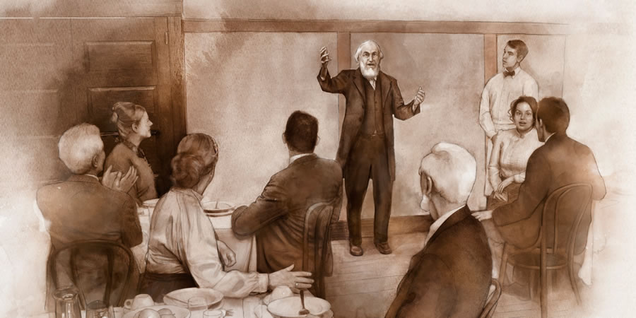 Charles Taze Russell anunciando em 2 de outubro de 1914: “Os Tempos dos Gentios terminaram”