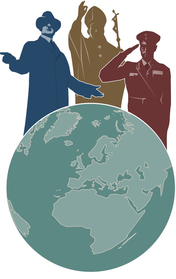 Um político, um clérigo, um general e um globo