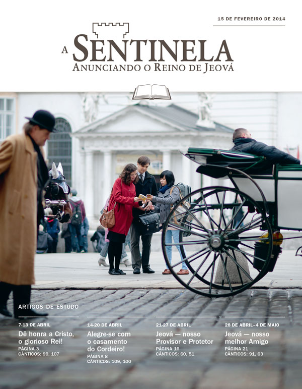 Testemunhas de Jeová pregando numa praça