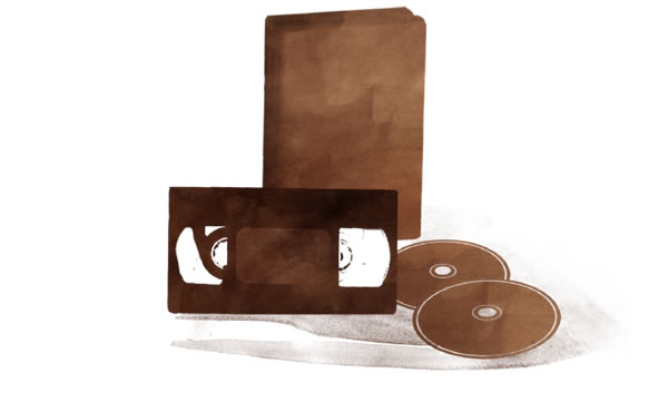 Videos casetes, discos ima