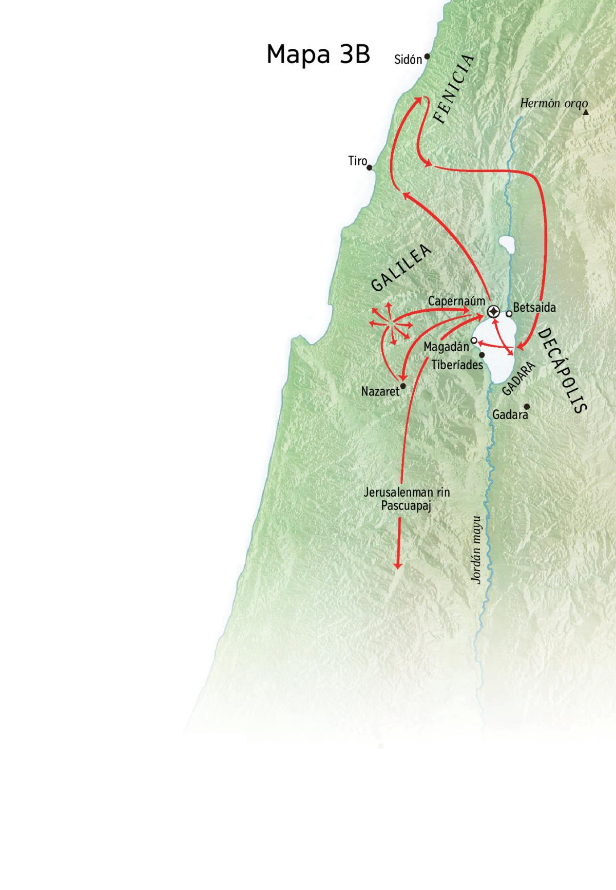 Jesús Galileapi, Feniciapi, Decapolispipis willasqanmanta mapa