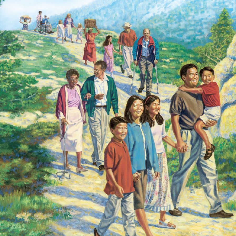 People of many races, ages, and circumstances following the way of true worship