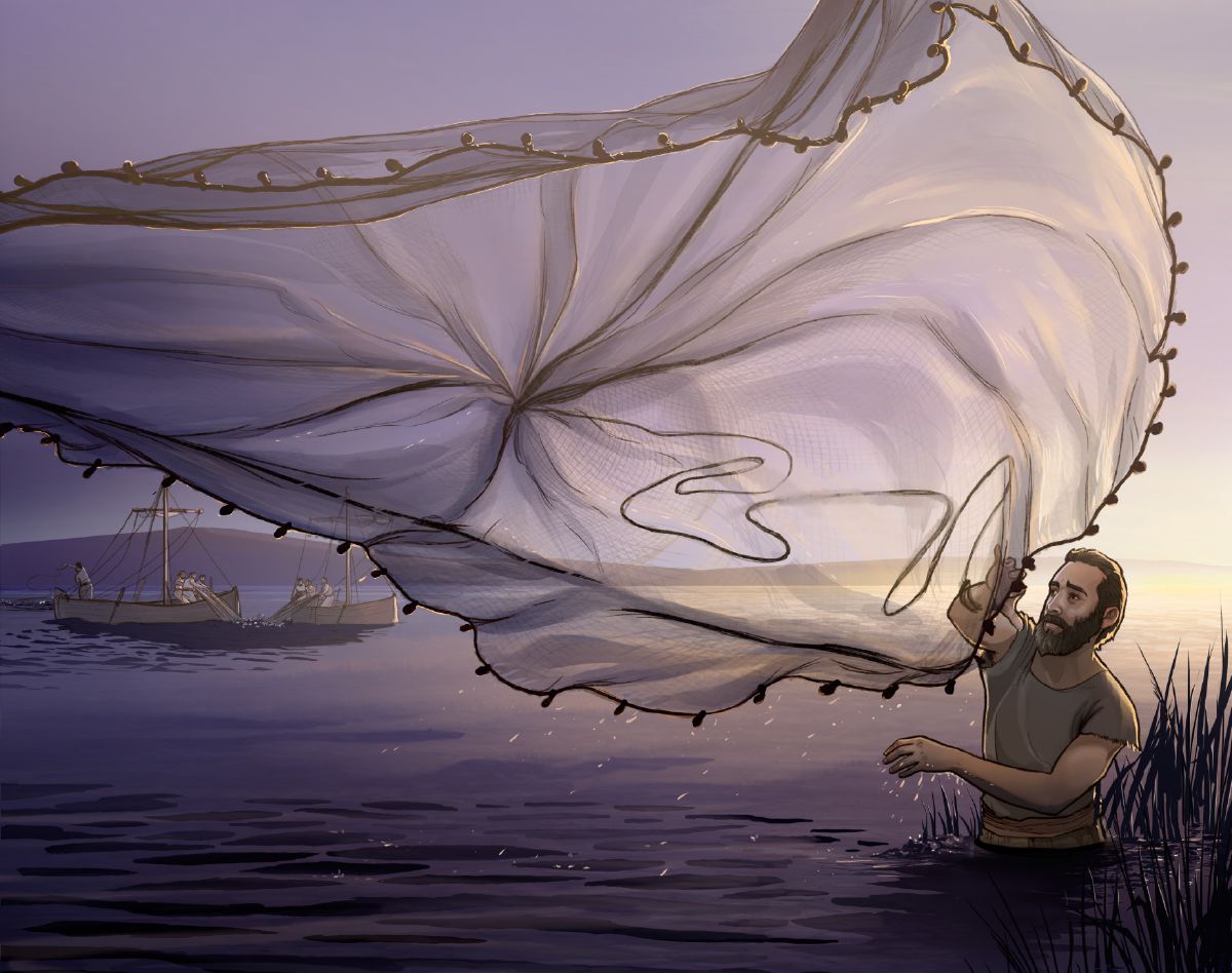 Aruncarea unei plase de pescuit