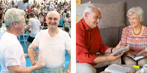 Hans, cu ocazia botezului său; Hans şi soţia lui studiind împreună