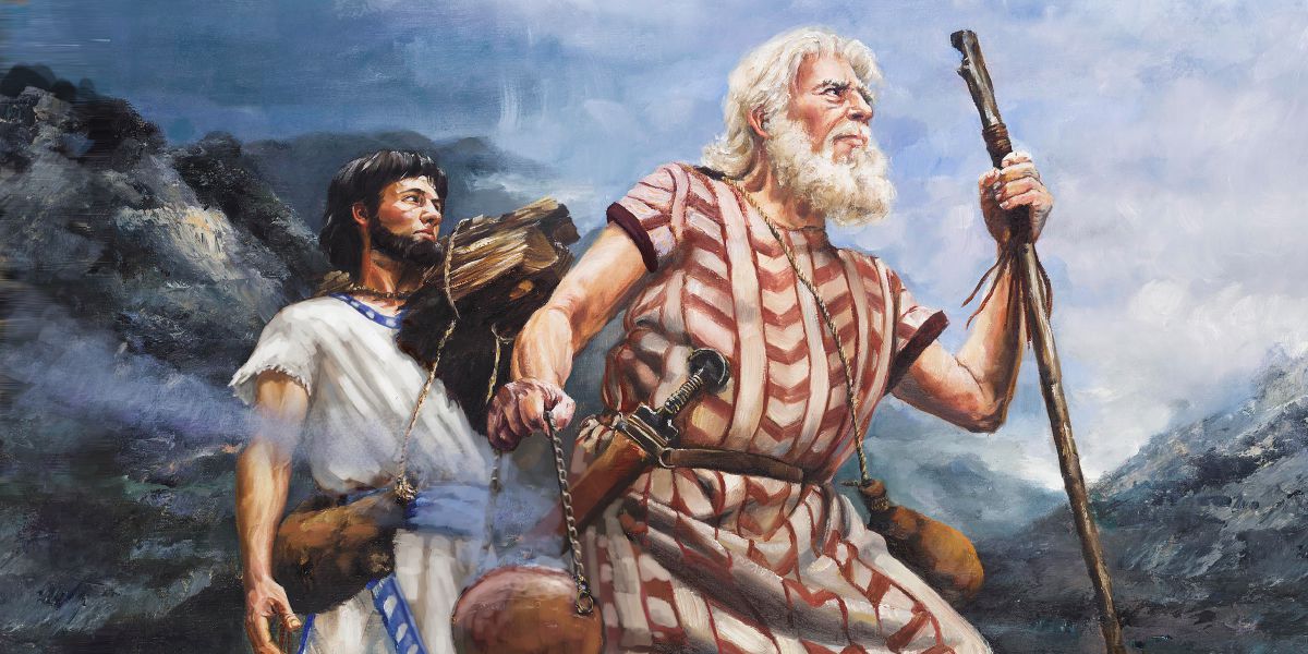 Исаак несет дрова, а Авраам — горшок с горящими углями