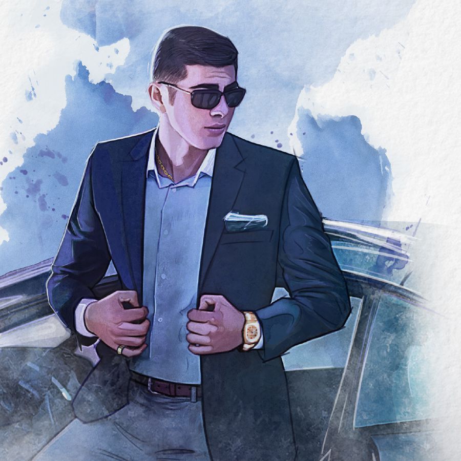 Мужчина увлечен дорогими вещами