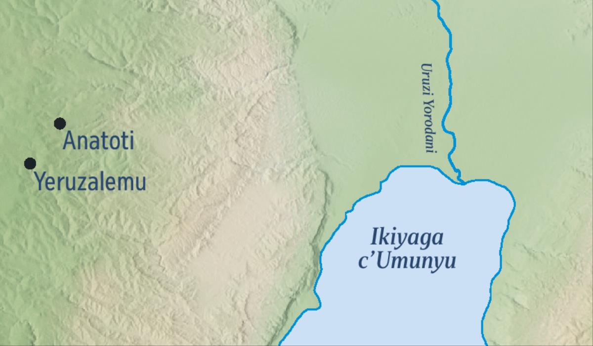 Ikarata yerekana Yeruzalemu n’igisagara Yeremiya yavukamwo c’i Anatoti