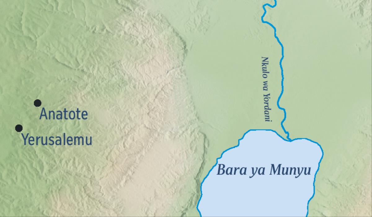Mapa anapangiza Yerusalemu na nzinda udabalwa Yeremiya, Anatote
