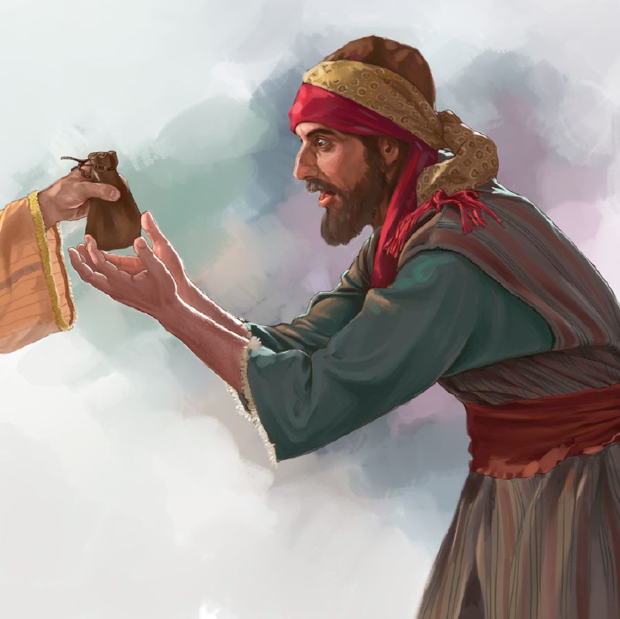 Judas is given a bag of money