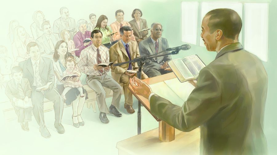 A meeting at a Kingdom Hall of Jehovah’s Witnesses